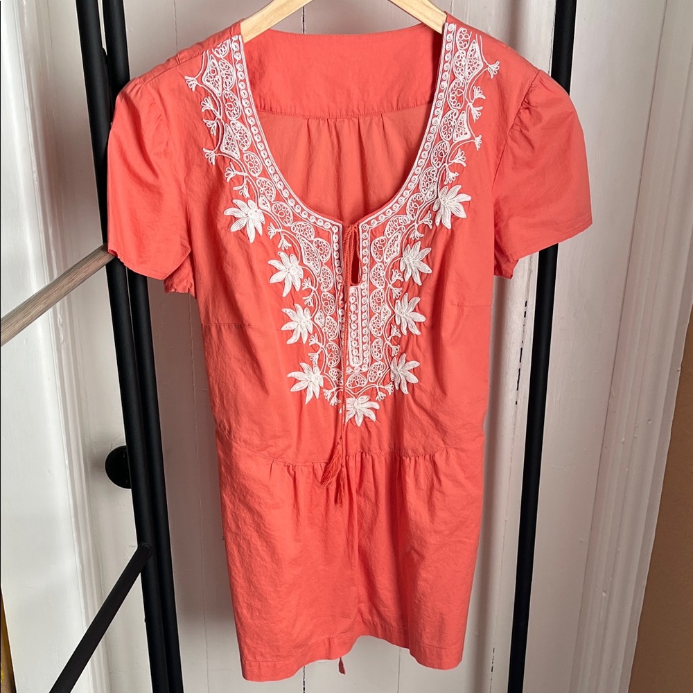 Coral Embroidered Women's Top